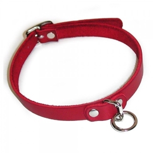 Red Leather Choker W/ O-Ring